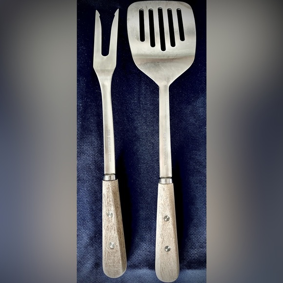 VINTAGE 18/8 STAINLESS STEEL SLOTTED FLIPPER & CARVING FORK SERVING SET… - Picture 2 of 3